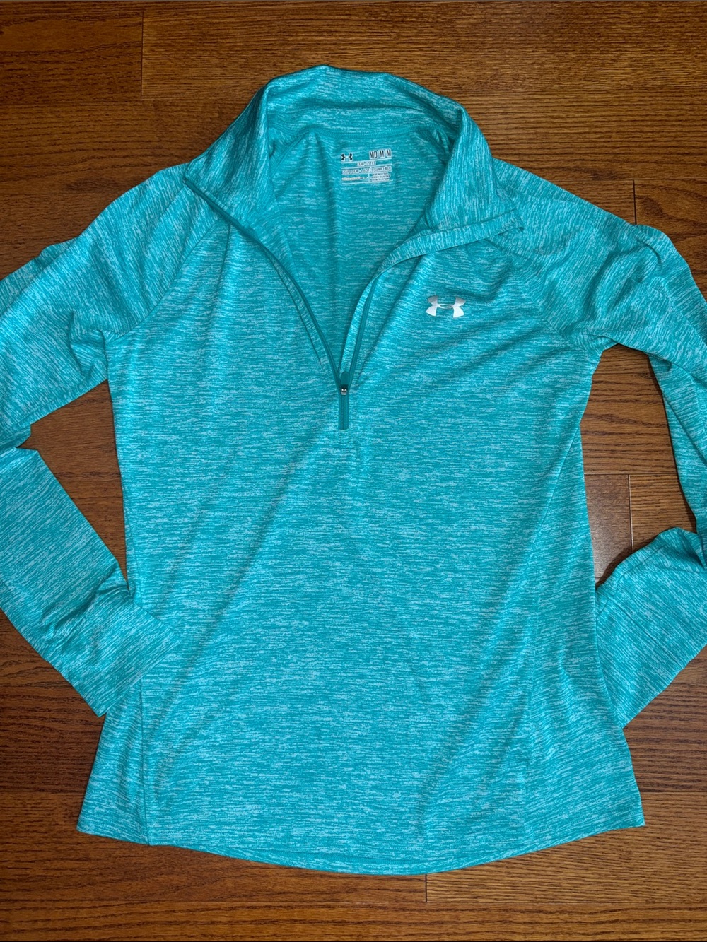 Sz Medium Under Armour Women's Teal Heather Quarter-Zip Performance Pullover
